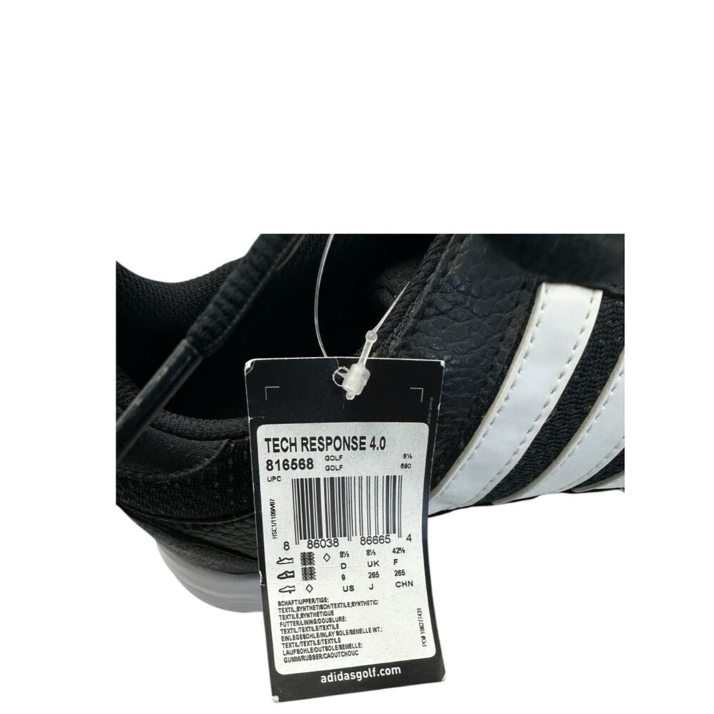 Adidas Tech Response 4.0 Golf Shoes Men’s Size 9 Black White Spiked Traxion NWT - Picture 9 of 9